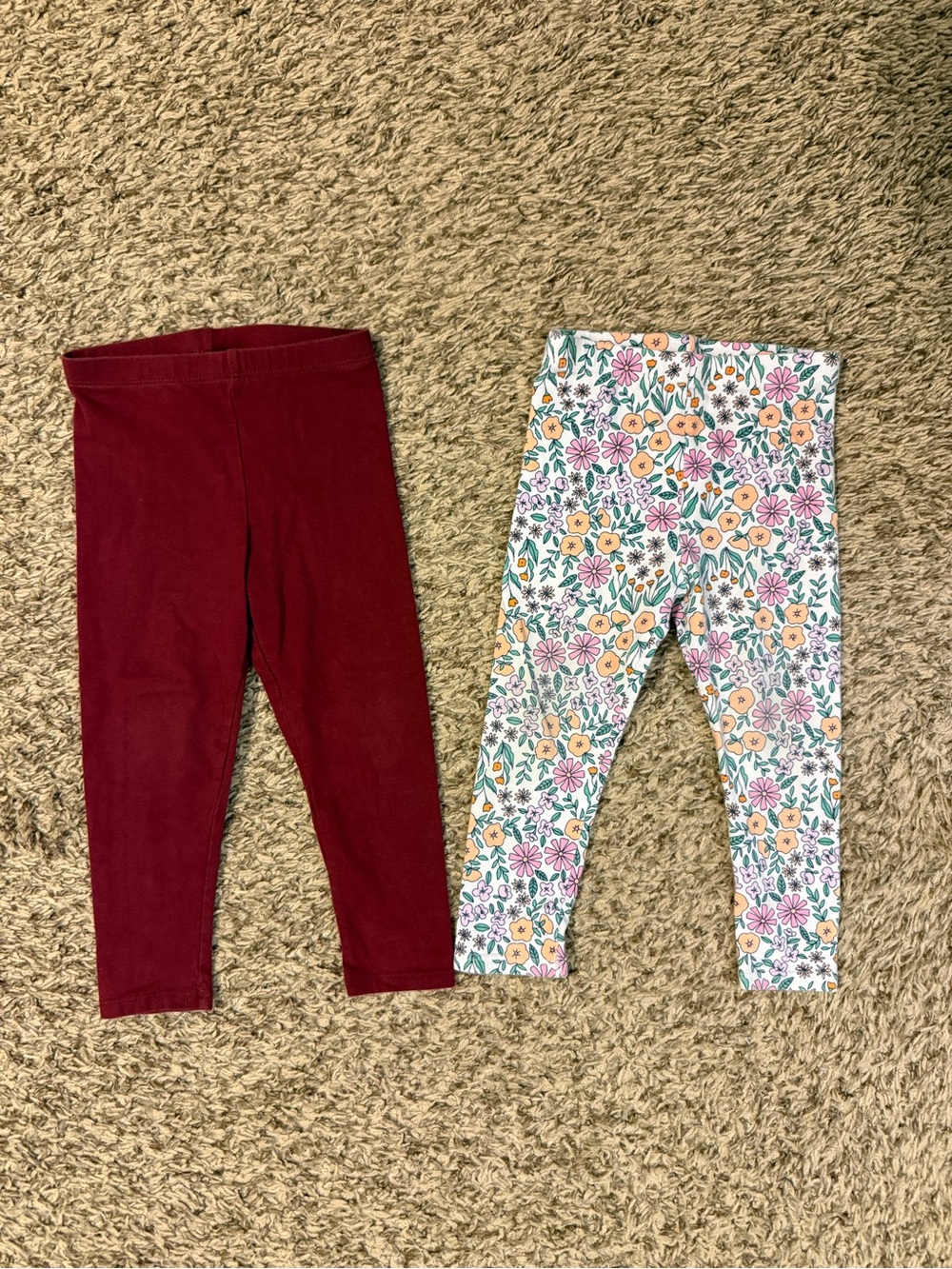 Cat & Jack Toddler Girls Burgundy and Floral Print Leggings